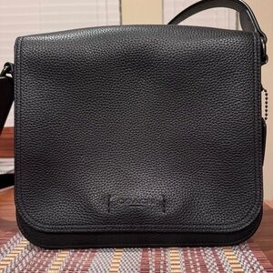 UEC Coach Gotham Pebbled Black Leather Messenger Bag